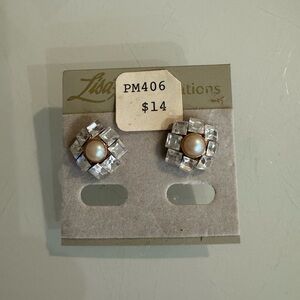 Rhinestone and pearl earrings - vintage